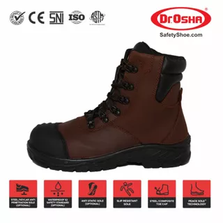 Dr. OSHA Deluxe Terra 3230 S2 Composite Waterproof Safety Shoe Ankle Boot Zipper - Brown