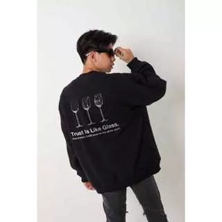 FANATICO Broken Glass Oversize Crewneck | FANA127 Black