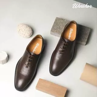 Sepatu Pantofel Pria - Oxford Wholecut - Winshor - Rixton - Dark Brown