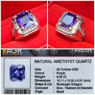 Cincin Batu Natural Kecubung Amethyst Quartz Minimalis