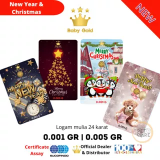 Baby Gold Gift Series MERRY CHRISTMAS & HAPPY NEW YEARS 0.001 | 0.005 Logam mulia Emas Mini