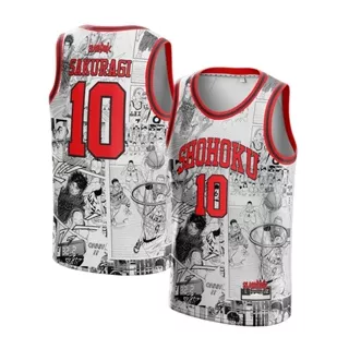 Jersey Hanamichi Sakuragi Shohoku Slam Dunk Anime Swingman Bola Basket NBA Baju Kaos T-Shirt Tshirt