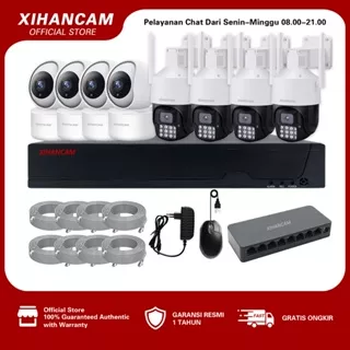 XIHANCAM Paket CCTV 8 Channel FHD 5MP IP Camera CCTV Komplit Siap Pasang - Kabel LAN + Switch 8CH Gratis