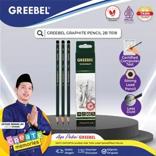 GREEBEL Pensil Pencil Kayu/Grafit/Graphite 2B 7018 tdk beracun utk ujian sekolah/gambar