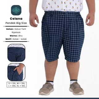 Celana Pendek Pria Jumbo Big Apparel House Katun Twill Ripstock Motif Kotak-Kotak Big Size 2XL 3XL 4XL 5XL Kode BAH577