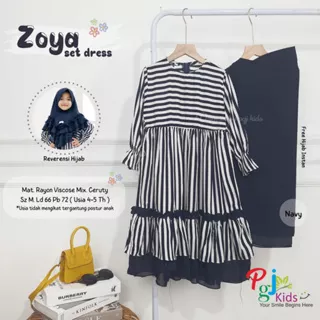 gamis syar'i anak set jilbab usia 4 - 9 tahun faiqa zoya dress rayon viscose mix ceruty baju muslim anak perempuan ori pgj