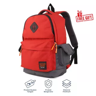 Catenzo CST 2741 Tas Sekolah Anak Laki-Laki Casual Ransel Original Plus Rain Cover Kantong Gendong Backpack Bag Kasual SD Warna Merah Ori Terbaru Terlaris Kekinian Best Seller