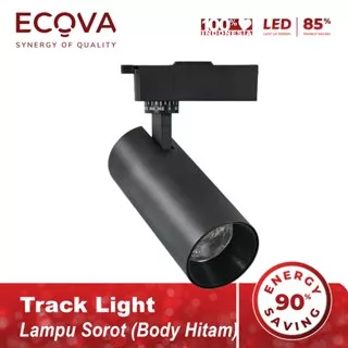 ECOVA Lampu LED Track Light Spoot Light Terang Dekoratif Warna Hitam