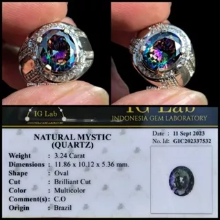 Cincin Batu Natural Mystic Quartz Plus Memo