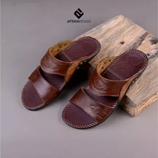 Attaya Design Sandal Kulit Asli Pria Dewasa Selop 2Ban