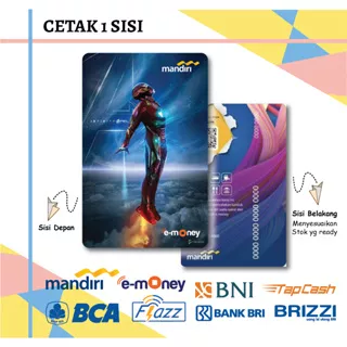 KARTU EMONEY ETOLL SUPERHERO AVENGERS IRONMAN E MONEY MANDIRI FLAZZ BCA GEN 2 BNI TAPCASH BRIZZI BRI - 1 SISI