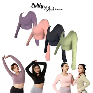 LIDILY X AWKARIN - Cropped Long Sleeve Sports Top Special Collaboration | Atasan Bra Olahraga Wanita Lengan Panjang Kaos Long Sleeve T-Shirt Tops 7587