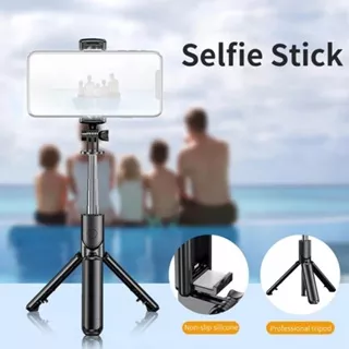 Selfie Stick LQ11 Wireless Bluetooth Foldable Mini with Remote Control 3 in 1 Tongsis Tripod Standing Selfie Stick