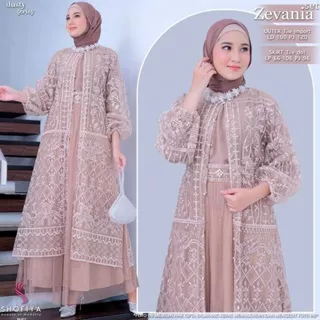 Gamis Brukat Zevania Set, Salamah Dress Original by Shofiya / Baju Kondangan Premium Murah Berkualitas / Kebaya Brokat Terbaru / Brocade Kekinian