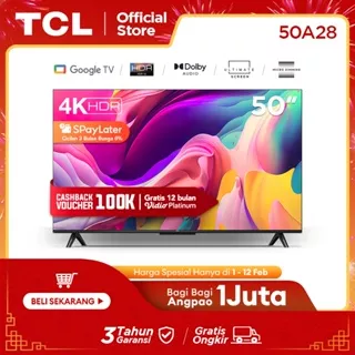 TCL 50A28 - 50 inch Google TV - 4K UHD - HDR 10 + Micro Dimming - Dolby Audio - Google Assistant - Netflix/Youtube (Model: 50A28)