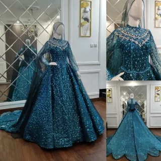 Gaun Pengantin Premium Sequin Ekor Cheongsam / Kebaya Pengantin Ekor Cheongsam