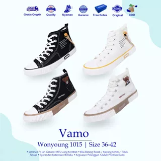 Vamo Wonyoung Sepatu Kanvas High Warrior Wanita Dan Pria Cocok Untuk Sekolah Nongkrong Look Simple Elegant Korea Style Fashion Import Free Box 1015