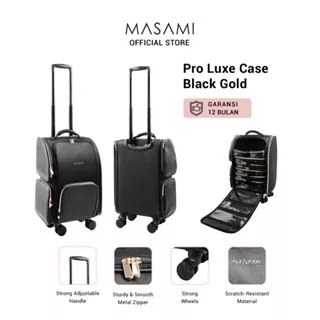 [READY STOCK] Masami Pro Luxe Case Black Gold / Beauty Makeup Case Pro Luxe Bag MUA / Koper Makeup Kosmetik