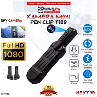 Spy Camera Pengintai Model Pulpen Clip T189 HD 1080P Portable Wireless Kamera Mata mata Mini Tersembunyi Recording Perekam Vidio Poto Audio Recorder Hidden Spycam Camera Keamanan Pen Cam Kamera Mini DV DVR Camcorder Detektif Unik Murah Terlaris Original