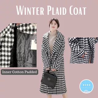 Winter Plaid Coat Inner Cotton Padded Mantel Korea Wanita