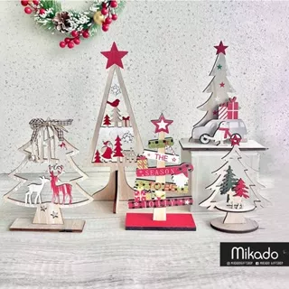 Decoration Wooden Christmas Table / Hiasan Natal Kayu