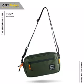 ANT PROJECT - Tas Handlebar Bag TROY GREEN 3in Selempang - Tas Stang Sepeda Waterproof