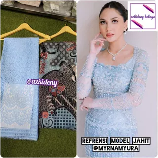 paket 1kain semi francis + batik 2 m,serian warna blue ice,semi francis,batik,seragaman