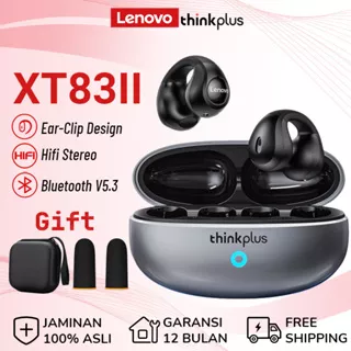Lenovo Thinkplus XT83II TWS Wireless Headset Bluetooth 5.3 Earclip Earphone Mic HIFI Stereo Klip Telinga Sports Earbuds Dengan Mikrofon
