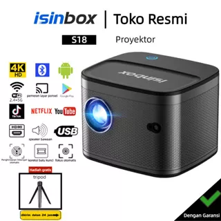 isinbox S18 Proyektor Android 11 Proyektor 5G WiFi Smart Bluetooth Proyektor 2+16GB HD 4K Portabel Film Video Projector 300ANSI Lumens With Auto Focus