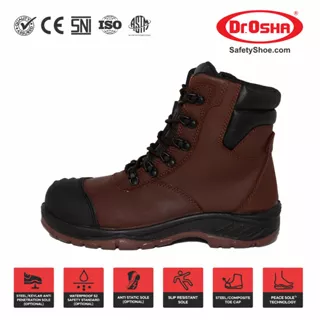 Dr. OSHA Deluxe Terra 9230 S1 Composite Safety Shoe Ankle Boot Zipper - Brown