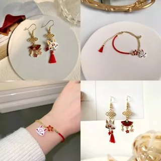 Kitsune 02 Earring , Bracelet Anting Gelang mewah wanita ala Jepang | Autumnleaves.Lux #5A,6A