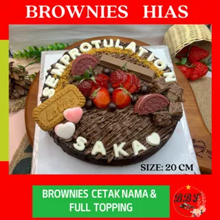 Brownies Hias / Brownies decor / Brownies Buah / brownies Ultah / brownies shiny crust / Brownies Panggang / Birthday cake / Brownies custom nama