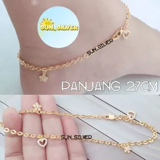 Gelang Kaki Perak Asli 925 Lapis Emas Kuning Gelang Kaki Wanita Dewasa Kq