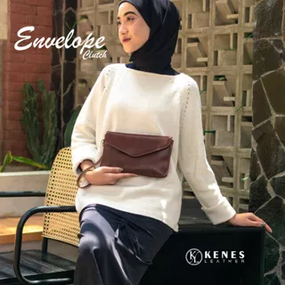 Kenes Leather Clutch Tas Tangan Unisex Kulit Asli ENVELOPE Pullup - Free Gravir Nama