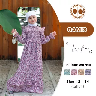 Gamis Set Long Dress Syari Baju Anak Perempuan Bahan Knit Usia 2 Hingga 14 Tahun Model Laika Marves