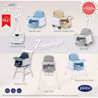 PLIKO 7in1 high chair dan booster seat Velo LX HC562 / KURSI MAKAN BAYI FREE BUBBLE