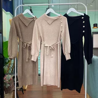 Sale SOFIA Buttoned Midi Knit Import 47-75kg Super Stretch Turtleneck Midi Knit