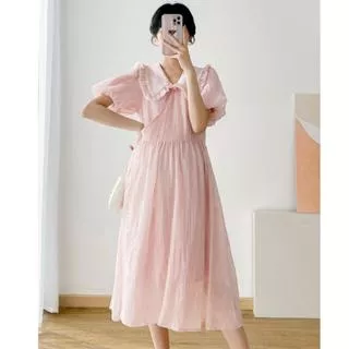 SALE MURAH DRESS IBU HAMIL 00523 3M THREE M MAORA PINK MATERNITY DRES PREMIUM DRES KOREA KOREAN FASHION HARGA GROSIR IMPOR LARIS IMPORT TERMURAH TERJANGKAU