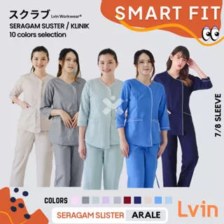 Baju Suster Lengan 7/8 Arale/ Baju Seragam Suster / Seragam Nanny / Baju Jaga Oka / seragam klinik