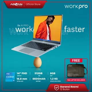 ADVAN Notebook Laptop Workpro Intel I5 14'' FHD IPS 8GB 512GB / 256GB Win 11