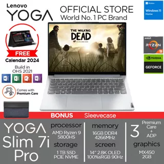 Lenovo Yoga Slim 7 Pro 14ACH5-OD OLED Ryzen 9 5900HS MX450 2GB RAM 16GB SSD 1TB W11+OHS 14 2.8K 90HZ 100%sRGB Backlit 3Y PREM+3ADP