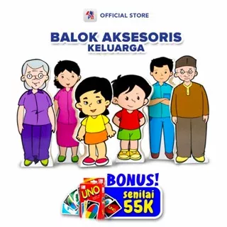 Mainan Edukasi Anak Balok Aksesoris Keluarga Biasa / Puzzle Anak Balok Susun Untuk Anak - BONUS Kartu UNO