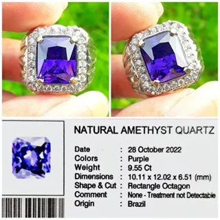 CINCIN BATU KECUBUNG AMETHIS QUARTZ KEREN PLUS MEMO