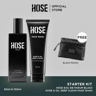 HOSE Eau De Parfum Black & Deep Clean Face Wash Starter Kit - FREE POUCH
