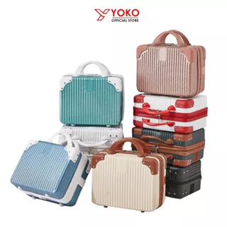 YOKO Koper 14 inch Koper Mini Beauty Case tas make up koper Kosmetik Premium Bahan Semi Aluminium Anti Gores