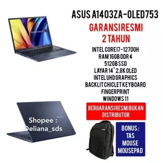 Laptop Asus A1403ZA Oled753 Intel Core i7-1250U 16GB/512GB Ssd Garansi Resmi 2 Tahun