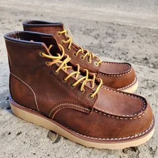 Sepatu Boots Kulit Pria Moctoe 875 Coffee Crazy Horse Roughnut Kulit Asli