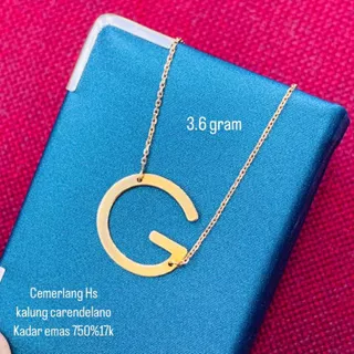 kalung inisial G emas 750%