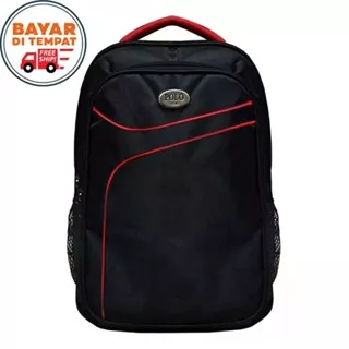 Tas Pria Tas Ransel Pria Murah Tas POLO Tas Ransel POLO Tas Punggung Tas Laptop Tas Kerja Tas Pria Ransel Tas Sekolah - Black + Raincofer