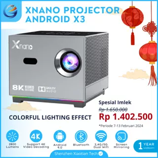 Proyektor XNANO X3 Android Wifi 2800 Lumens | Proyektor LED Screen Mirorring 1080P | Proyektor Mini Portable Bluetooth Full HD 4K